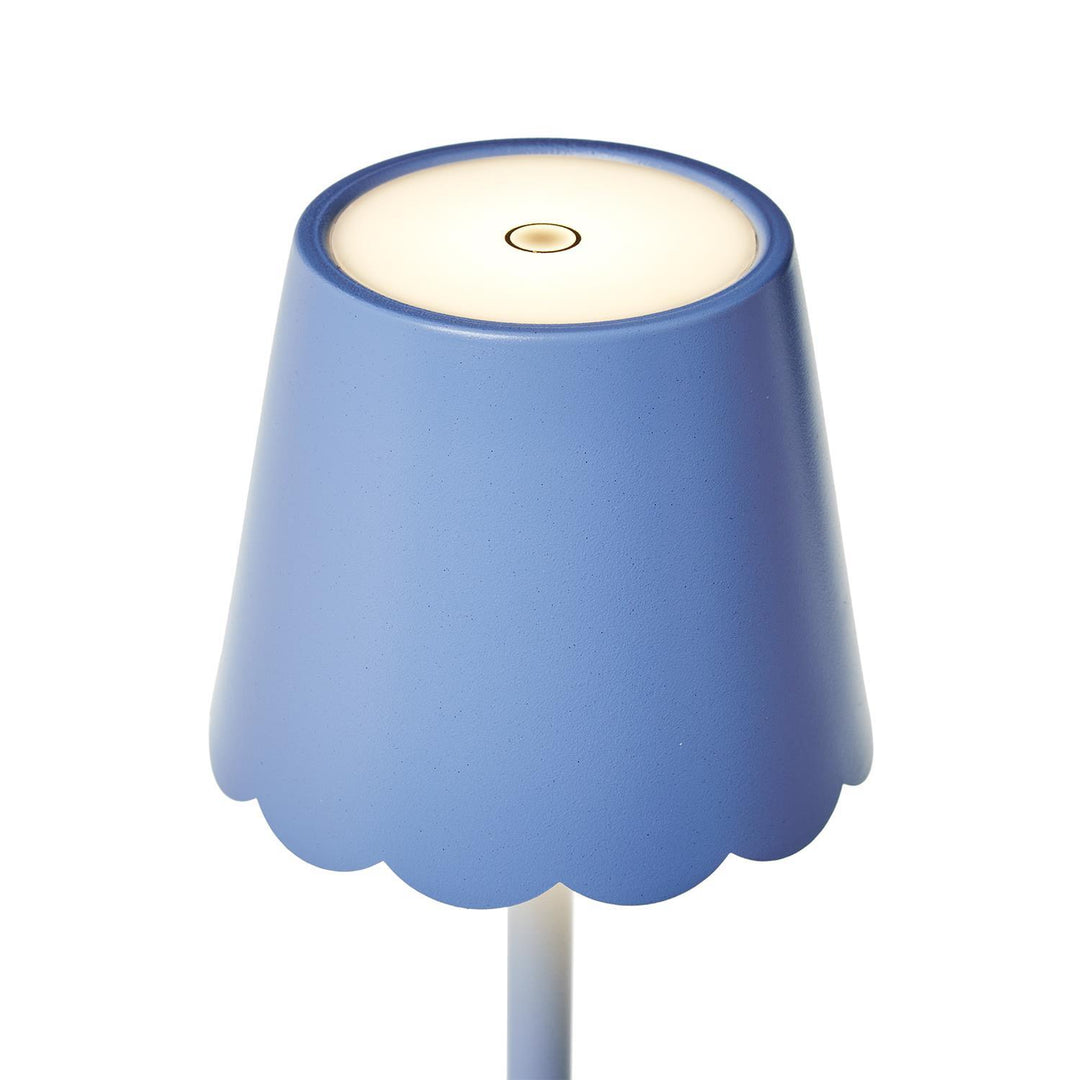 Blue LED Portable Table Lamp with Scalloped Shade