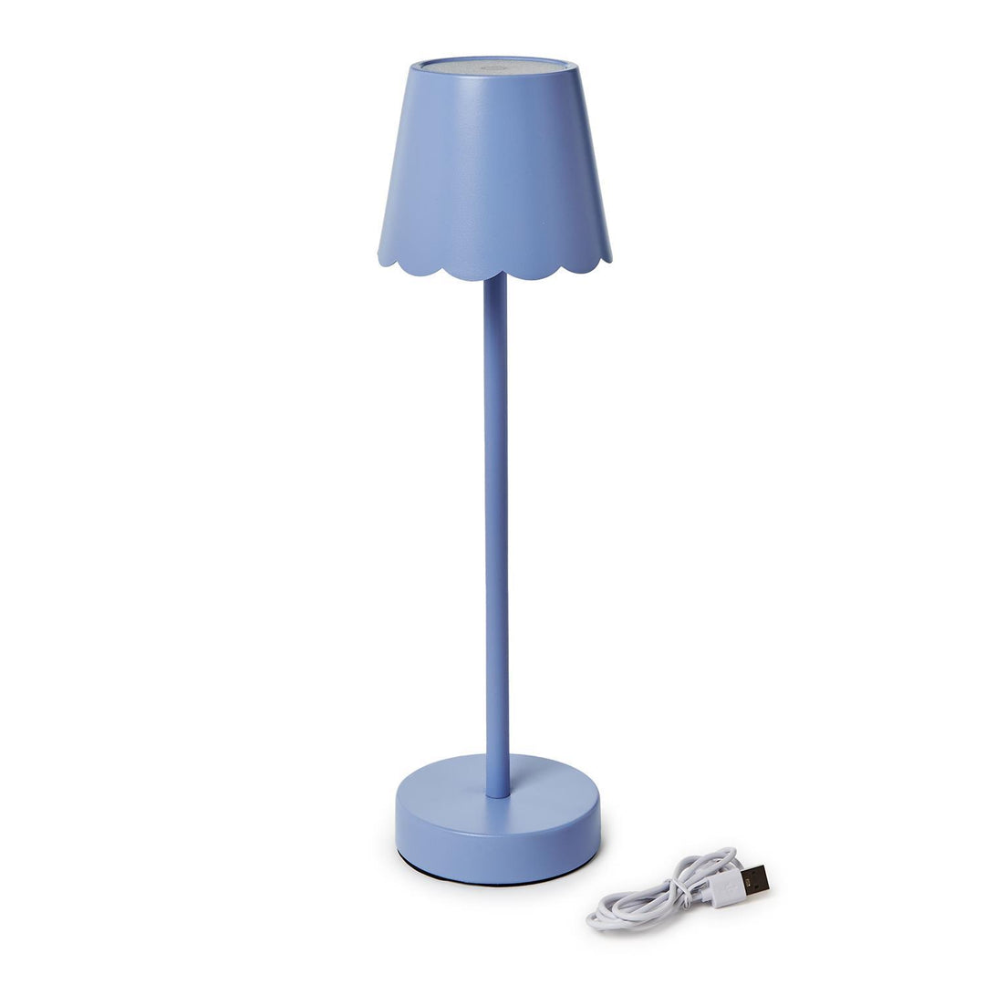 Blue LED Portable Table Lamp with Scalloped Shade