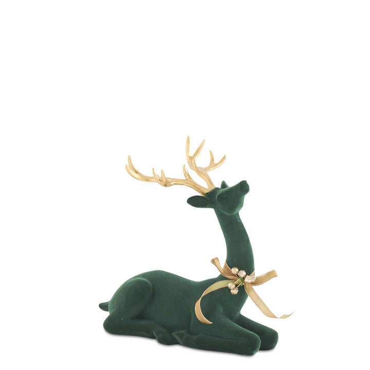 Dark Green Velvet Deer Set of 2