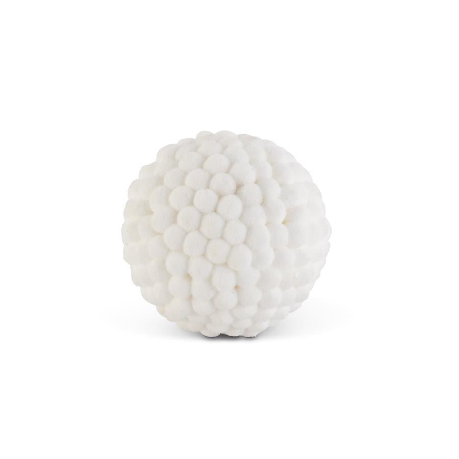 6" White Pom Pom Ball Ornament - #Perch#