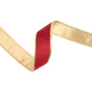 Burgundy/ Gold Velvet Wired Ribbon