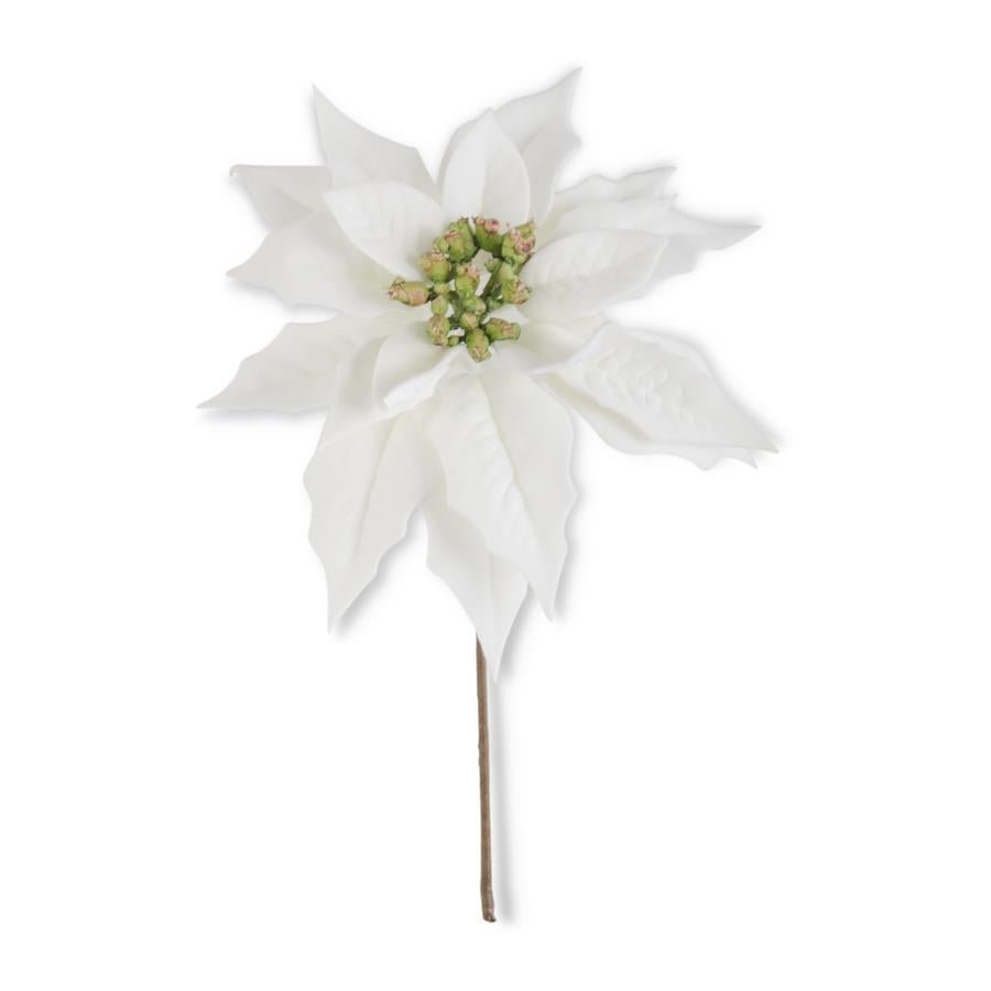 9" White Poinsettia Pick - #Perch#