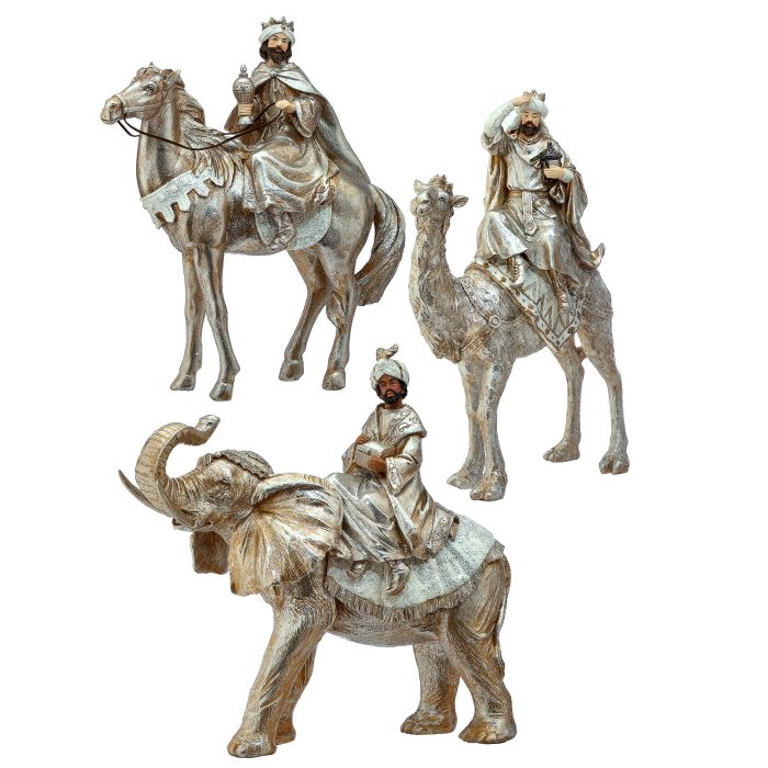 Resin Renaissance Three Kings with Animals - Set of 3