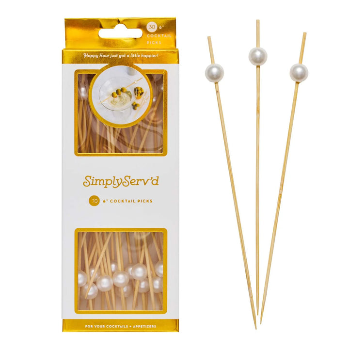 Pearl White 6" Wood Party Pick