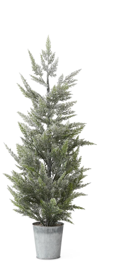 Flocked + Glittered Potted Tree 42"