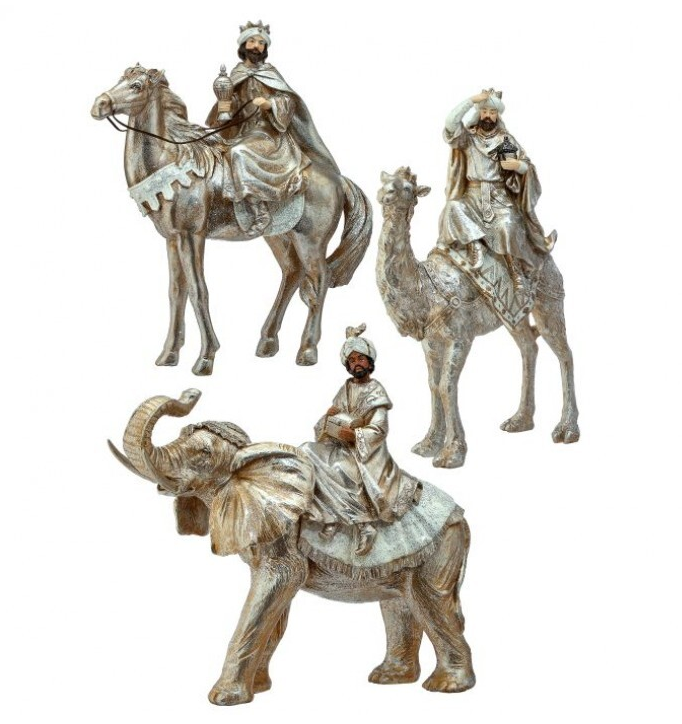 Resin Renaissance Three Kings with Animals - Set of 3