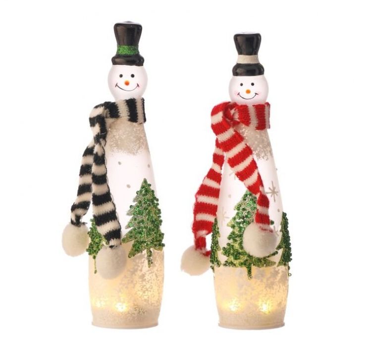Glass LED Snowmen