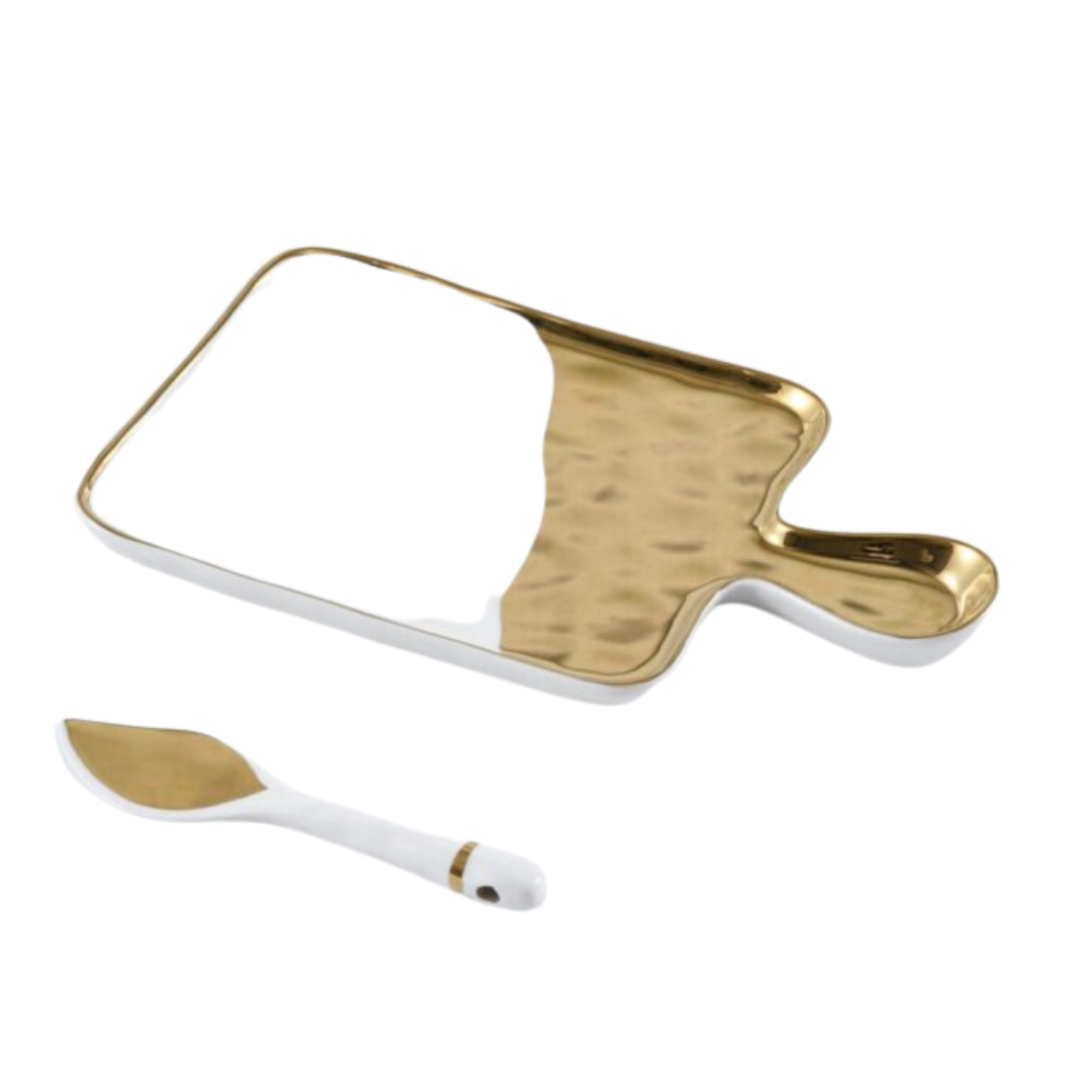 White + Gold Tray Set