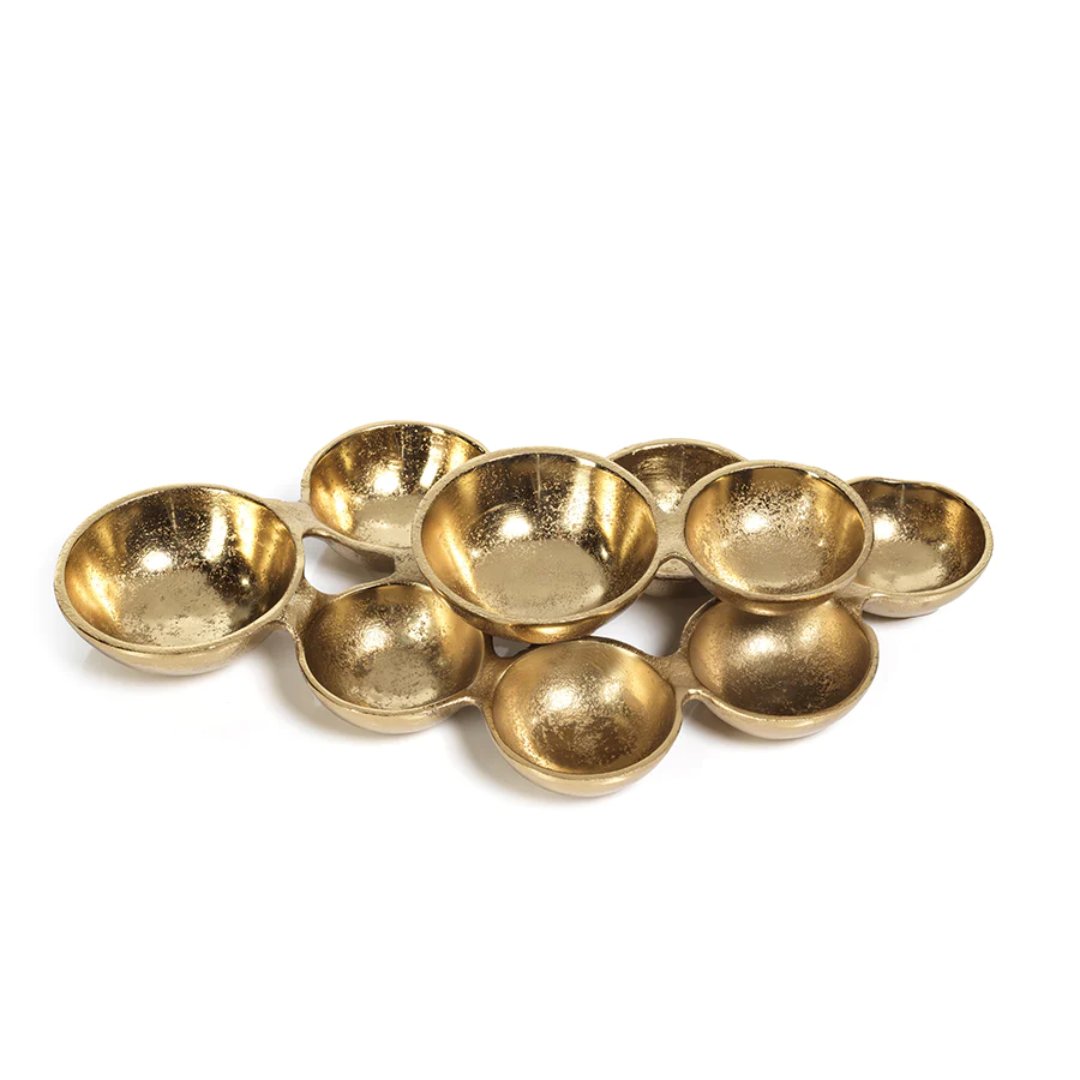 Small Cluster Of 9 Serving Bowls- Dark Gold