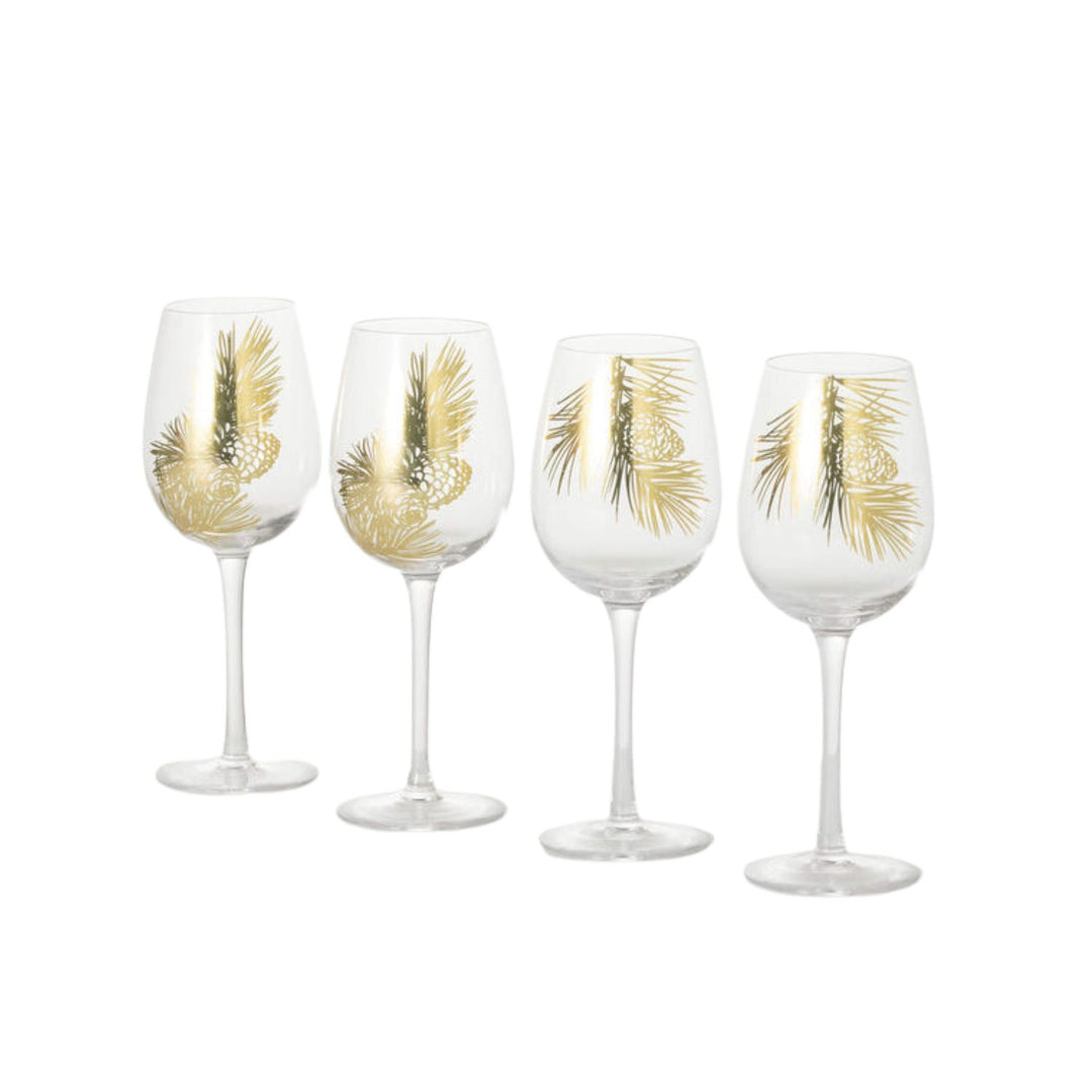 Gold Pine Wine Glasses
