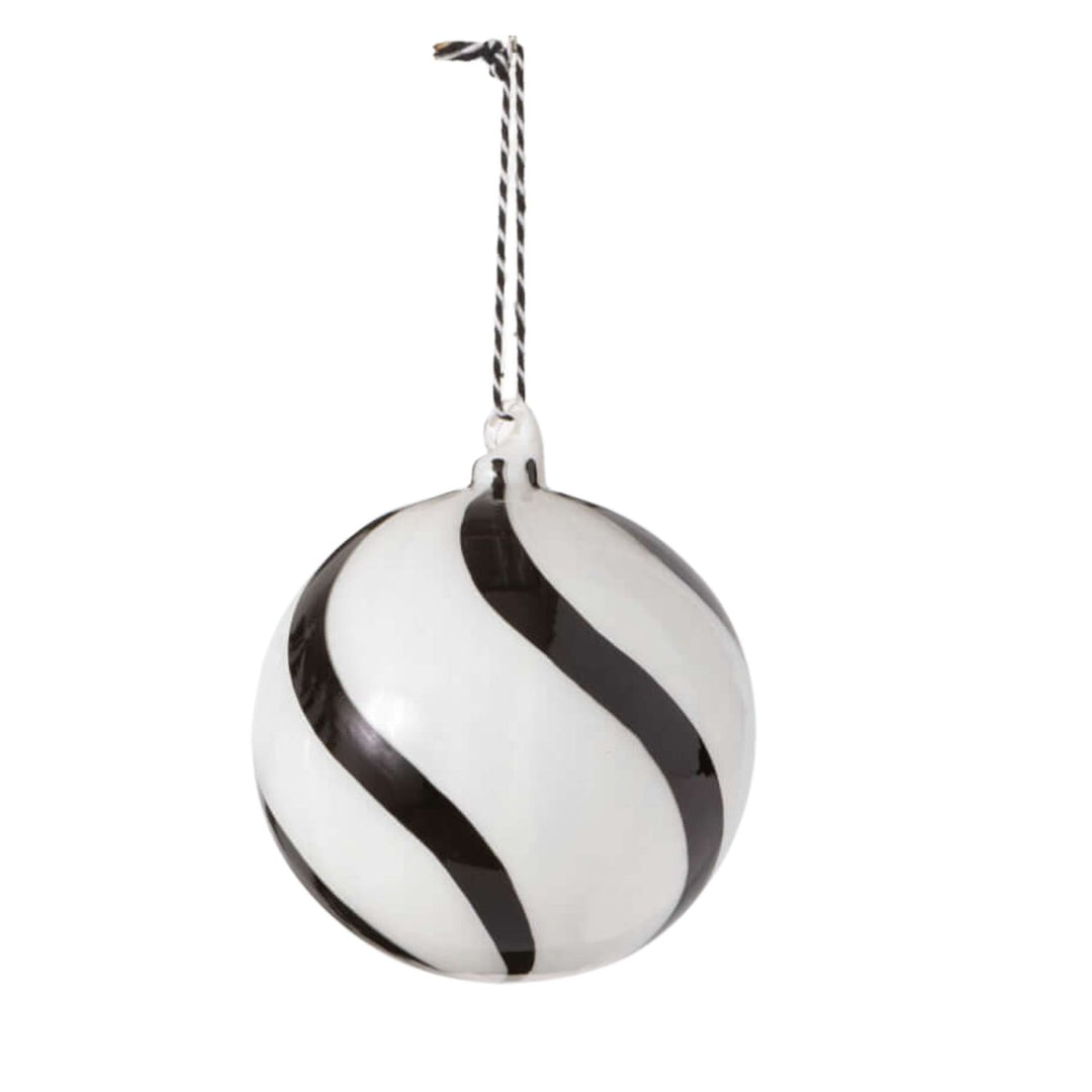 Black Striped Ball Ornament