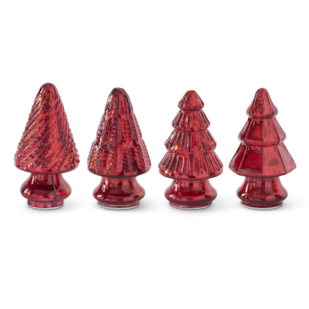 Mini Red Mercury Glass Christmas Trees