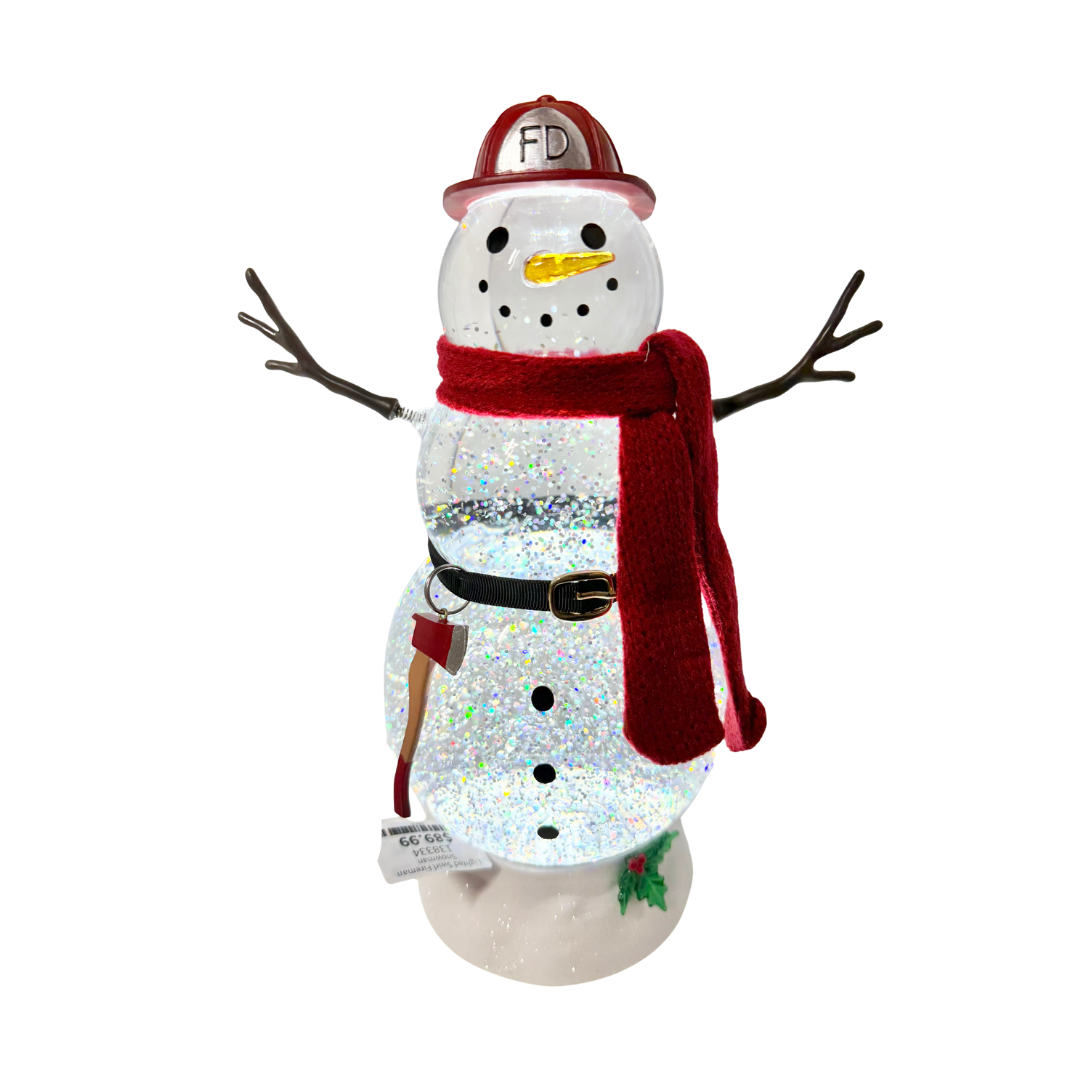 Lighted Swirl Fireman Snowman