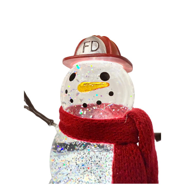 Lighted Swirl Fireman Snowman