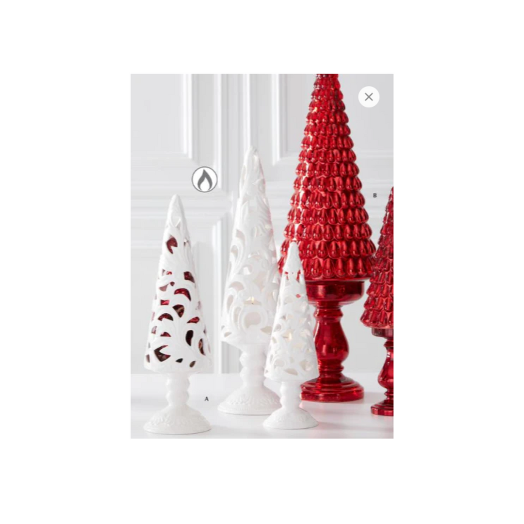 Christmas Tree Scroll Cut Candleholders