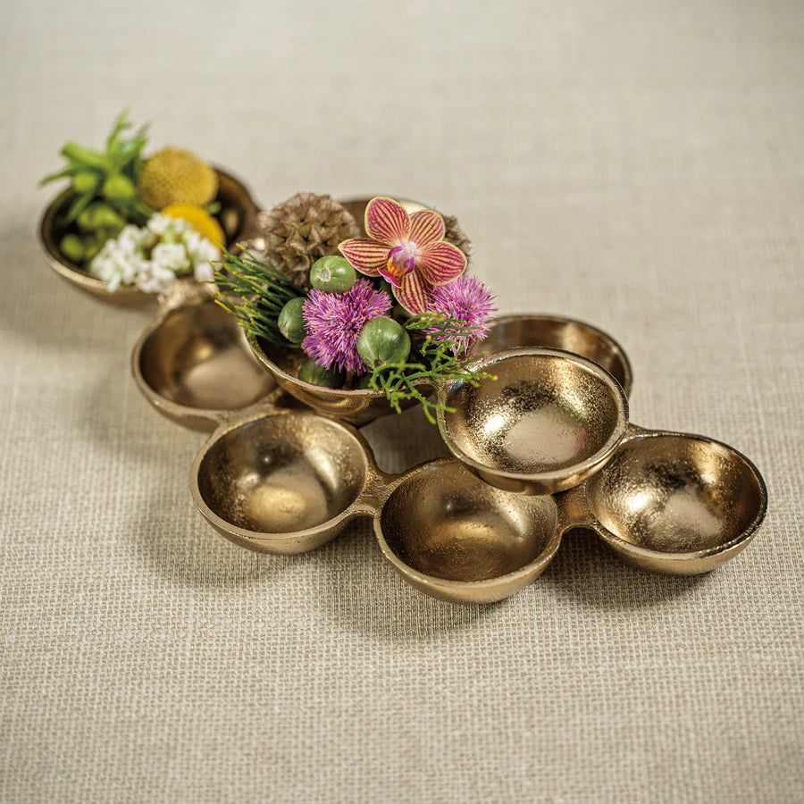 Small Cluster Of 9 Serving Bowls- Dark Gold