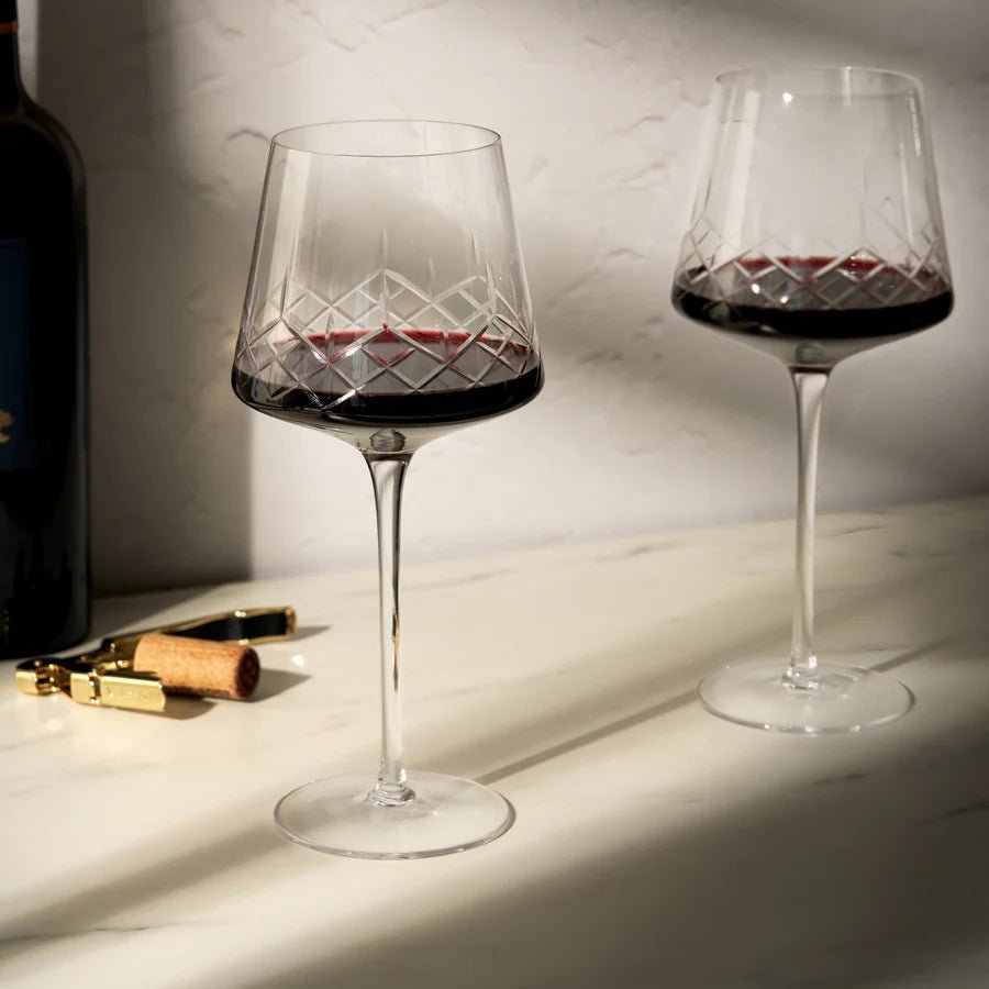 Admiral Crystal Burgundy Wine Glasses, Set of 2 - Perch