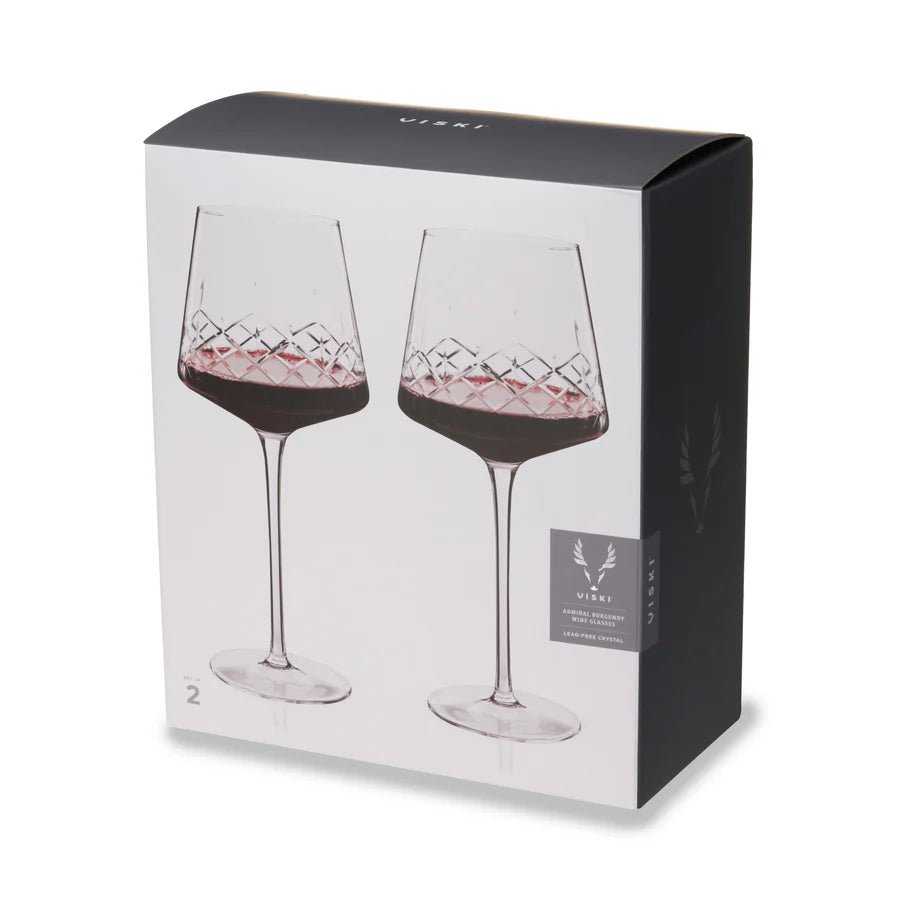 Admiral Crystal Burgundy Wine Glasses, Set of 2 - Perch