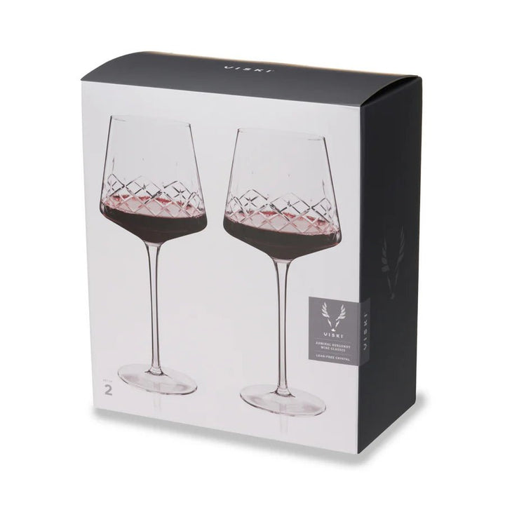 Admiral Crystal Burgundy Wine Glasses, Set of 2 - Perch