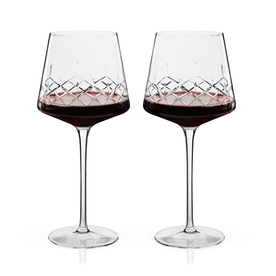 Admiral Crystal Burgundy Wine Glasses, Set of 2 - Perch