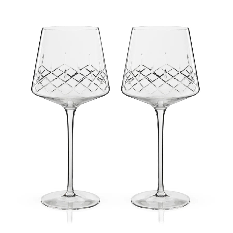 Admiral Crystal Burgundy Wine Glasses, Set of 2 - Perch