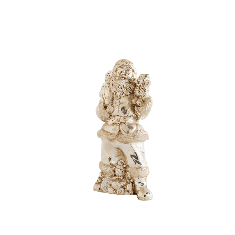Antique Silver Santa with Teddy Bear - Perch