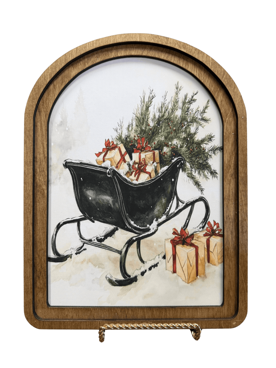 Arch Top Black Sleigh Framed Art - Perch