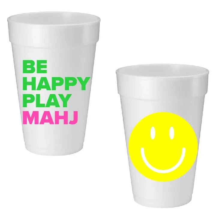 "Be Happy Play Mahj" Foam Cups - Perch