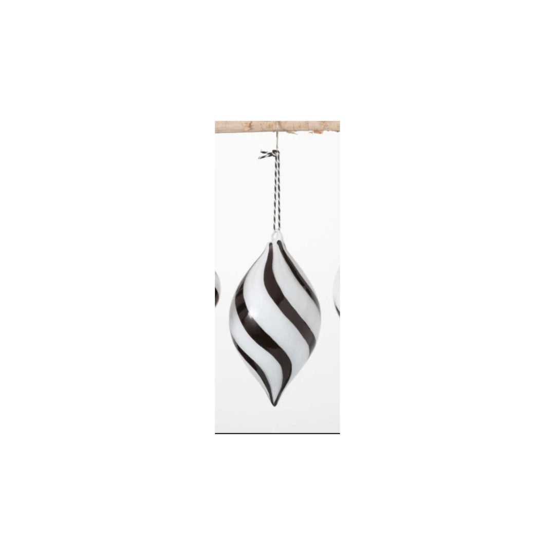 Black Striped Teardrop Ornament - #Perch#