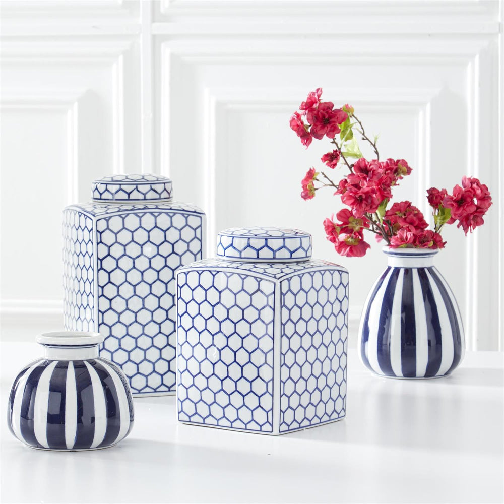 Blue & White Dot Square Lidded Ceramic Containers - #Perch#