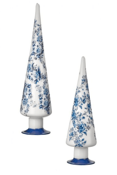 Blue & White Glass Floral Trees S/2 - Perch