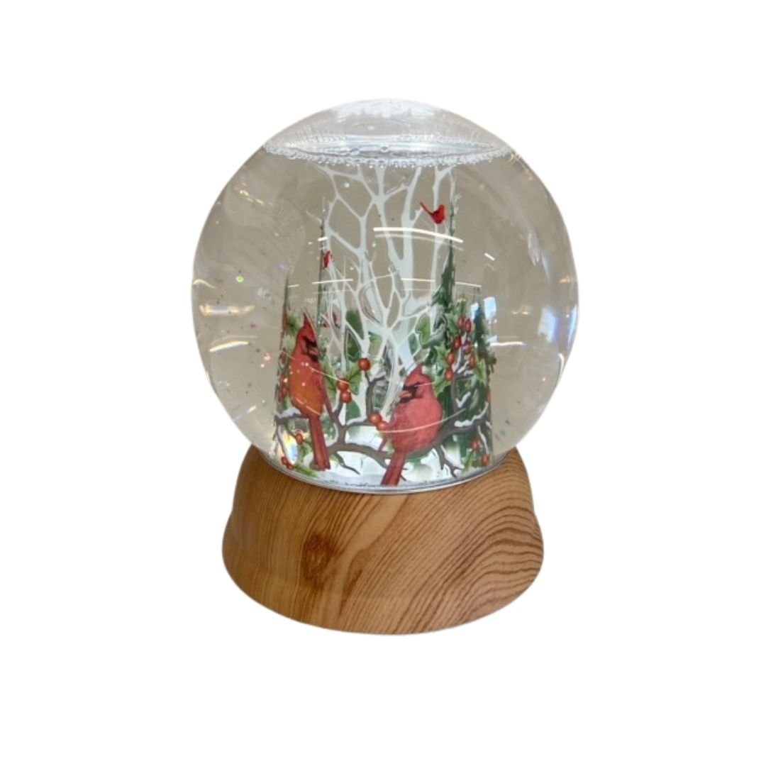 Cardinal Waterglobe with Faux Wood Base - #Perch#
