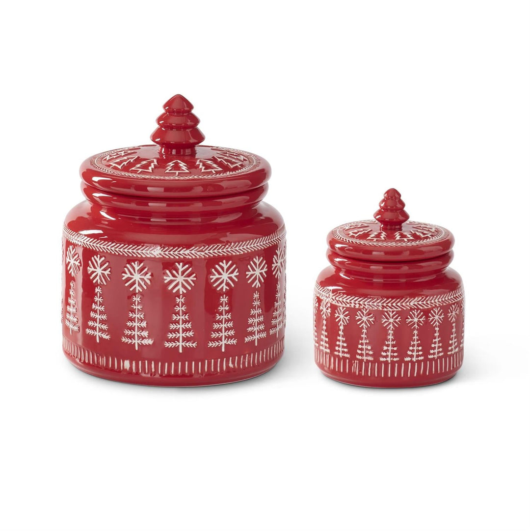 Ceramic Snowflake Christmas Tree Containers - Set of 2 - Perch