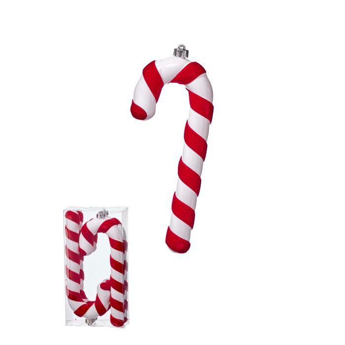 "Ceramic" Velvet Candy Cane - Set of 4 - Perch