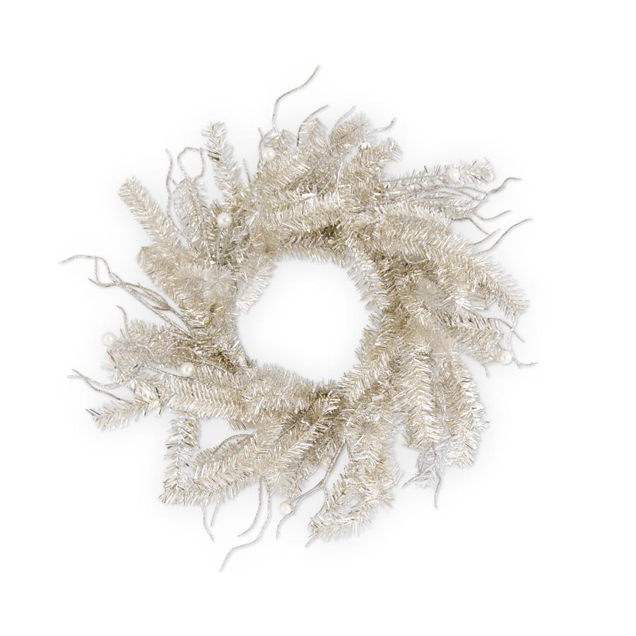 Champagne Tinsel and Pearl Wreath - #Perch#