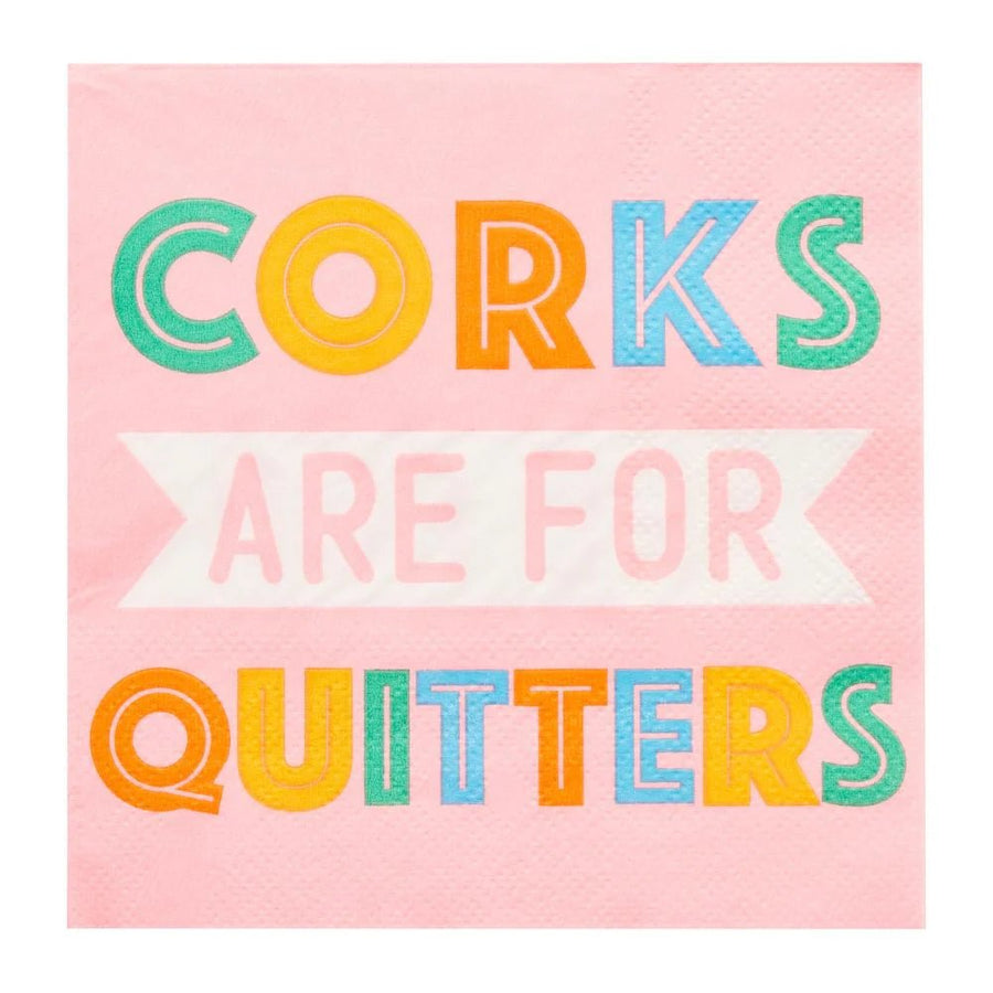 'Corks are for Quitters' Cocktail Napkins - #Perch#
