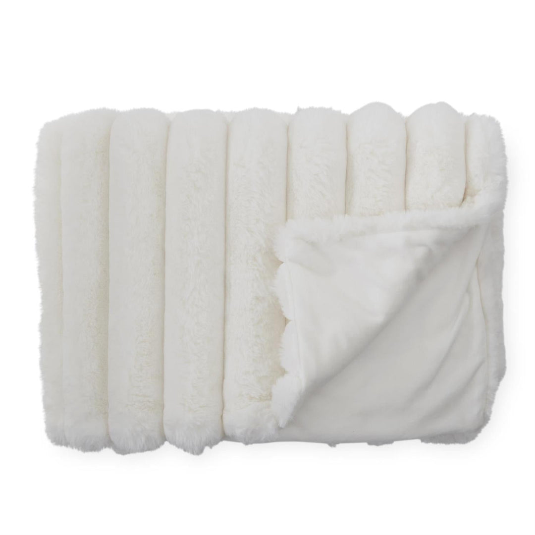 Cream Faux Fur Throw Blanket - Perch