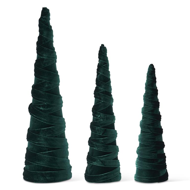 Dark Green Velvet Spiral Cone Trees - #Perch#