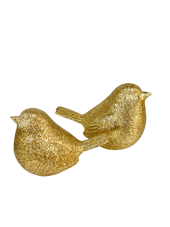 Resin Textured Gold Birds - Set of 2