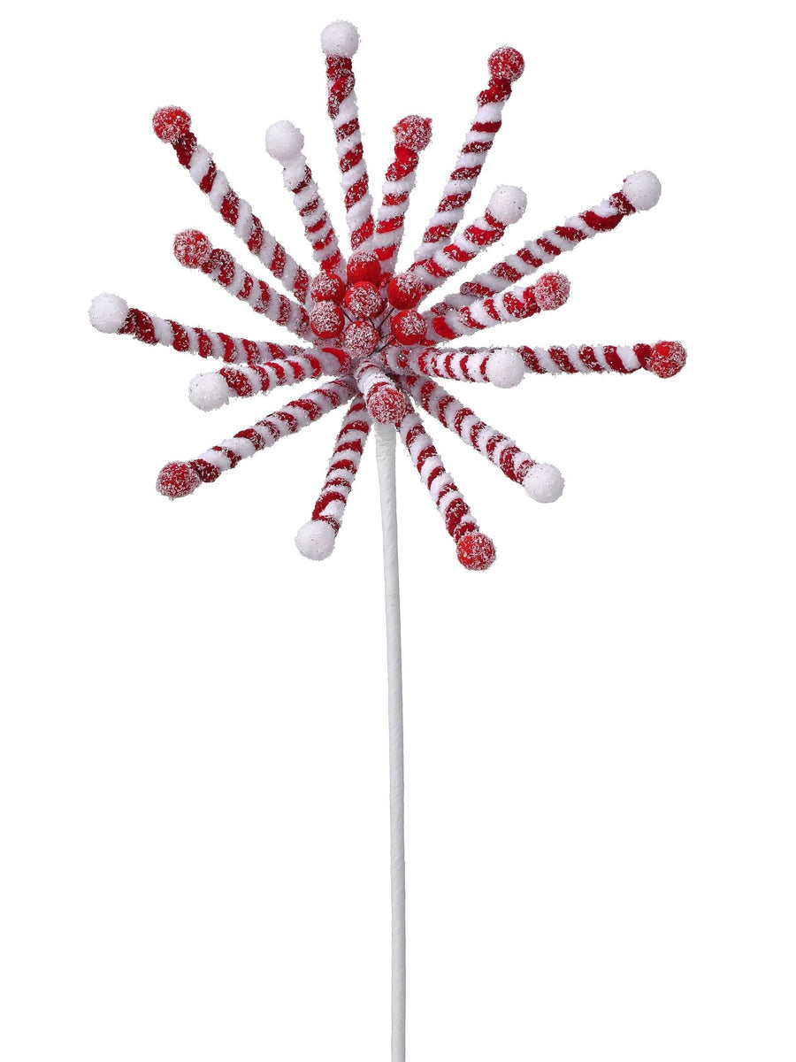 Frosted Peppermint Stick Poinsettia Stem - Perch