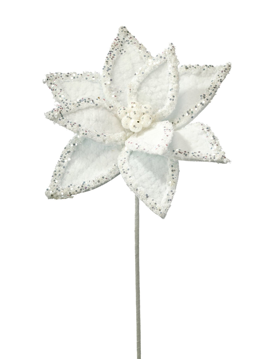 Glacier Ridge Snowy Poinsettia Stem - Perch