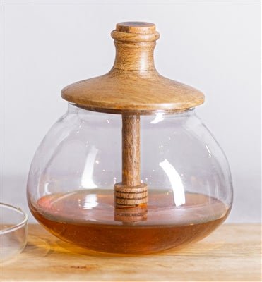 Glass And Wood Honey Jar - #Perch#