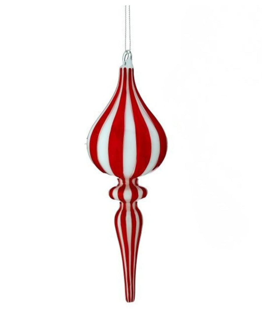 Glass Peppermint Teardrop Finial Ornament - #Perch#