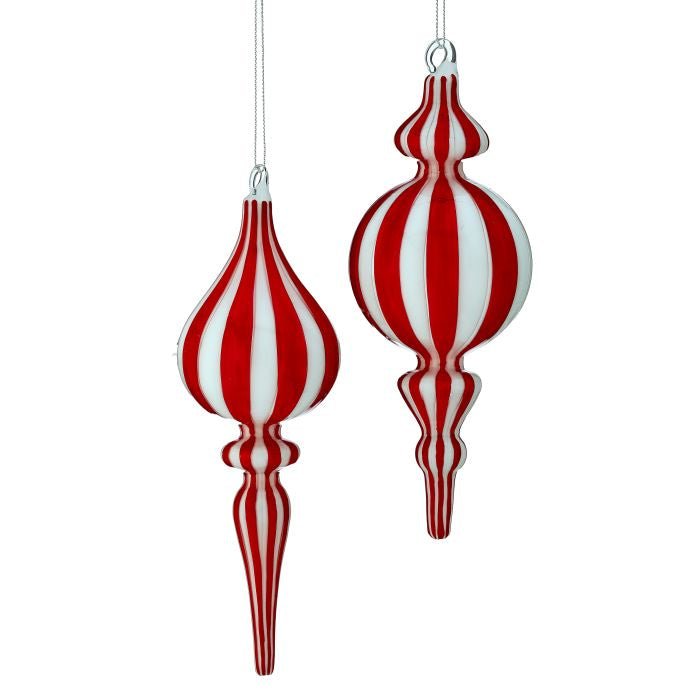 Glass Peppermint Teardrop Finial Ornament - #Perch#