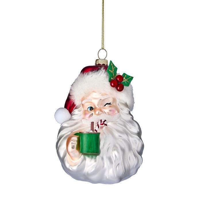 Glass Santa with Cocoa Ornament - Perch