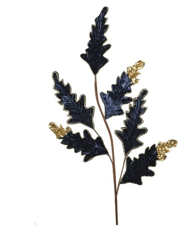 Glitter Velvet Acanthus Spray - Perch
