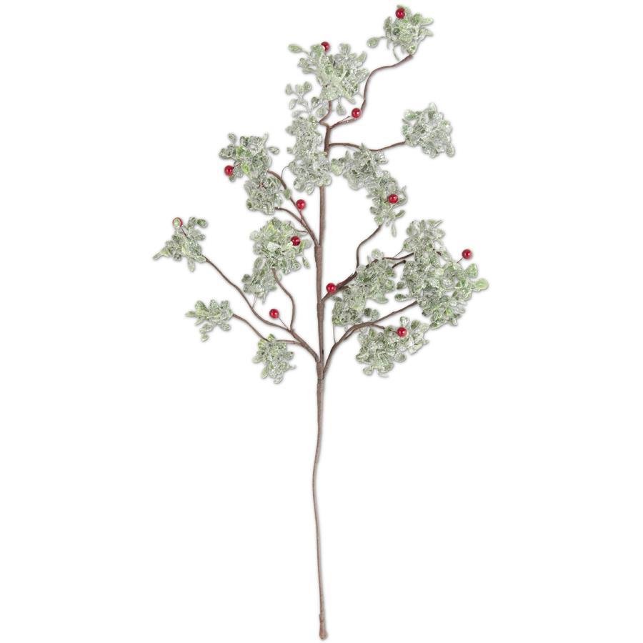 Glittered Mistletoe Stem With Red Berries - #Perch#