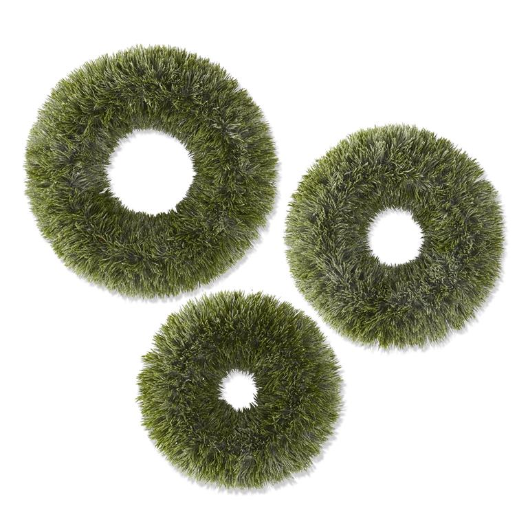 Glittered Snowy Pine Wreaths S/3 - #Perch#