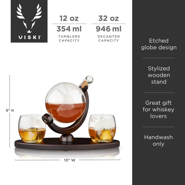 Globe Decanter & Whiskey Tumbler Set - Perch