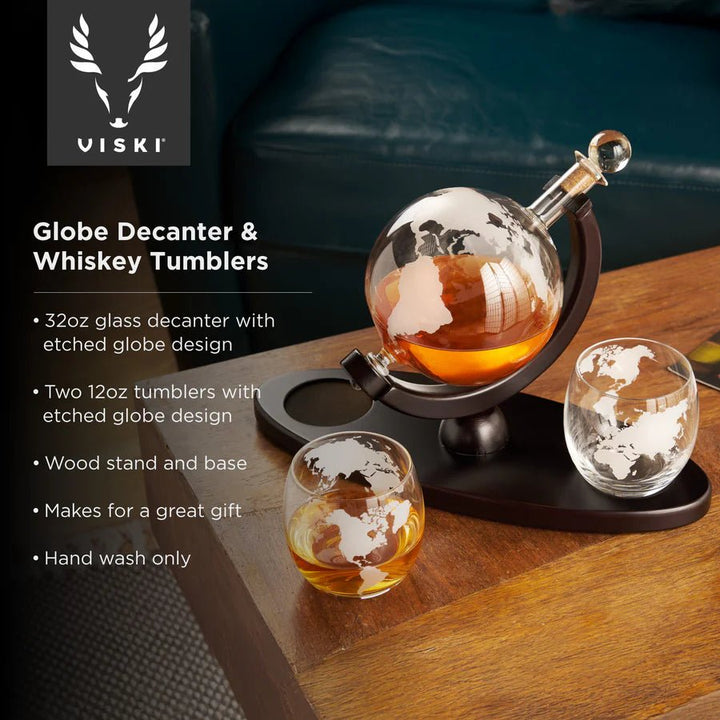 Globe Decanter & Whiskey Tumbler Set - Perch